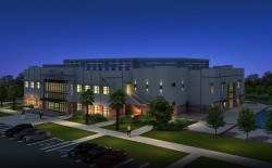 nigh time view of Multi-Purpose Arena and Wellness Education Center