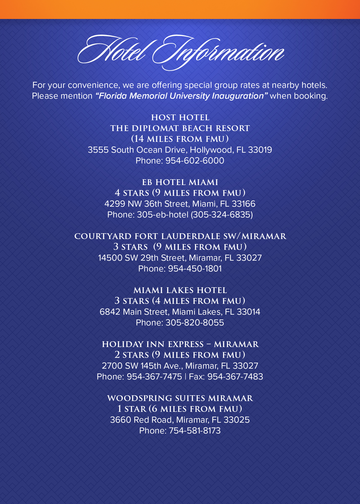 Hotel Accommodations Florida Memorial University Hotel accommodations florida memorial university