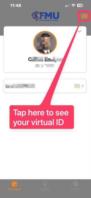 Virtual ID displayed in the app