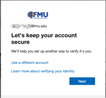 MFA setup prompt after first sign-in
