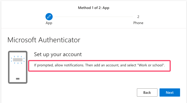 Microsoft Authenticator — add a work or school account
